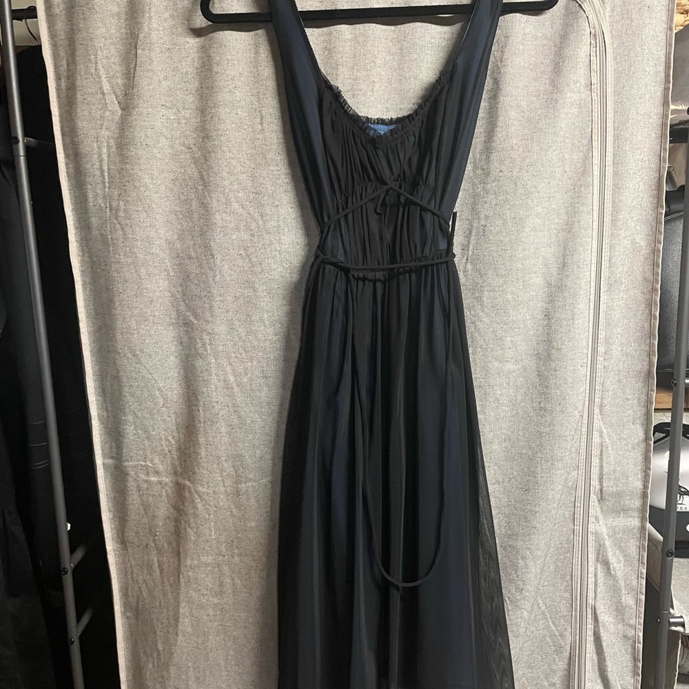 Side Cascading Dress with Handkerchief Hemline